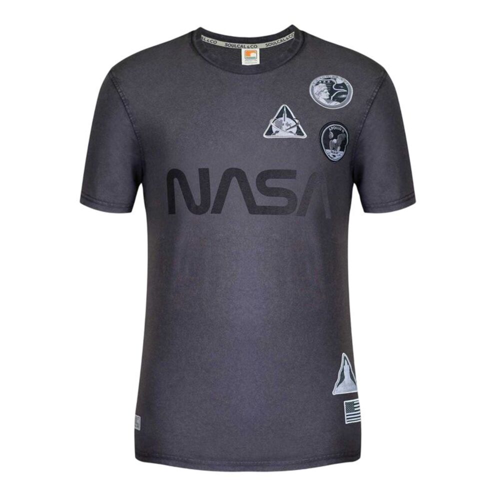 NASA Mens Patches Regular T-Shirt / Charcoal